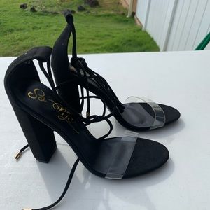 NEW Transparent black heel sandals size 7/ 7.5